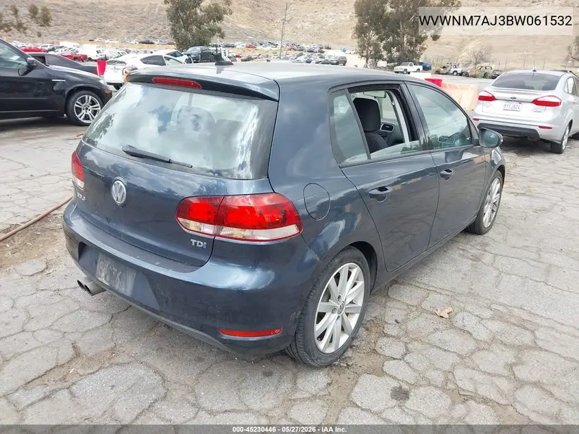 2011 Volkswagen Golf Tdi 4-Door VIN: WVWNM7AJ3BW061532 Lot: 45230446