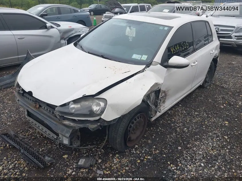 2011 Volkswagen Golf 2.5L 4-Door VIN: WVWDB7AJ5BW344094 Lot: 45446505