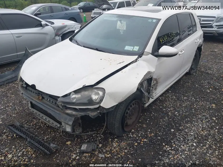 2011 Volkswagen Golf 2.5L 4-Door VIN: WVWDB7AJ5BW344094 Lot: 45446505