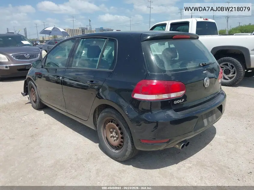 2011 Volkswagen Golf 2.5L 4-Door VIN: WVWDA7AJ0BW218079 Lot: 45450865