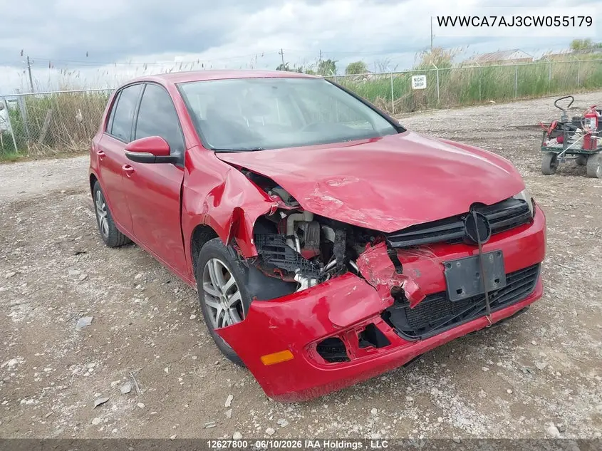 2012 Volkswagen Golf VIN: WVWCA7AJ3CW055179 Lot: 12627800