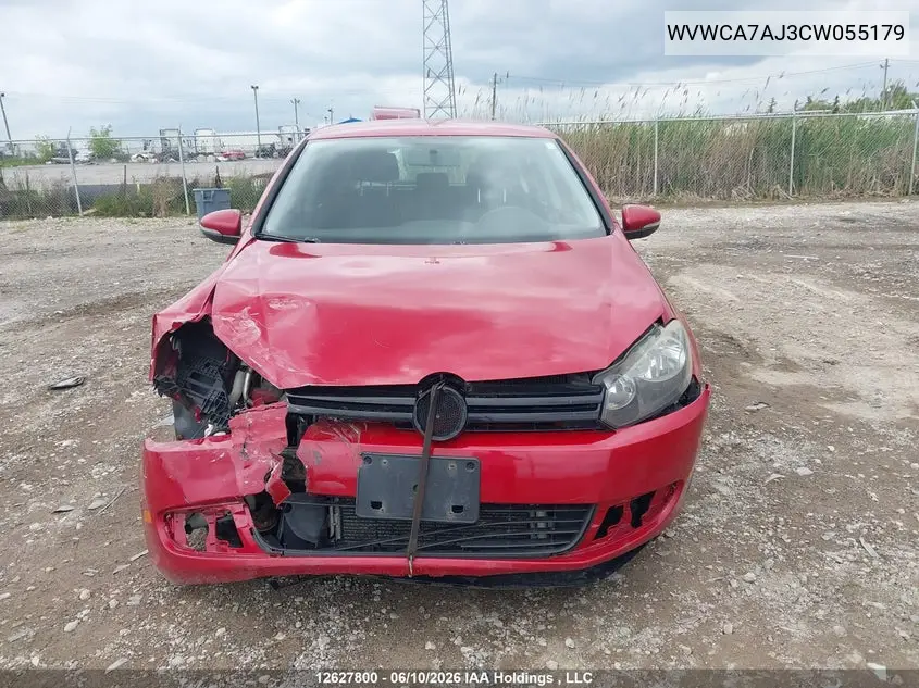 2012 Volkswagen Golf VIN: WVWCA7AJ3CW055179 Lot: 12627800