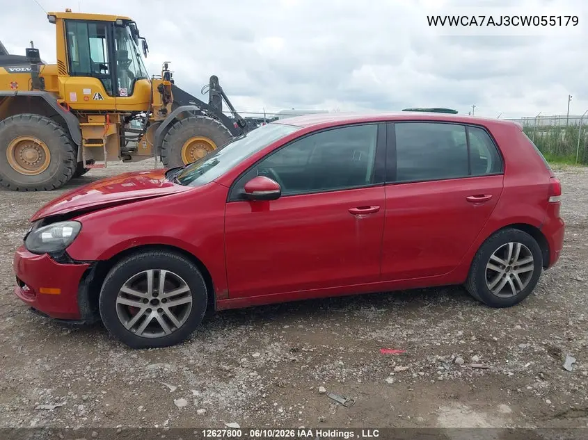 2012 Volkswagen Golf VIN: WVWCA7AJ3CW055179 Lot: 12627800