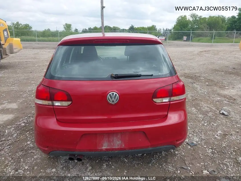 2012 Volkswagen Golf VIN: WVWCA7AJ3CW055179 Lot: 12627800