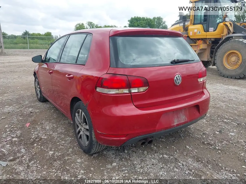 2012 Volkswagen Golf VIN: WVWCA7AJ3CW055179 Lot: 12627800