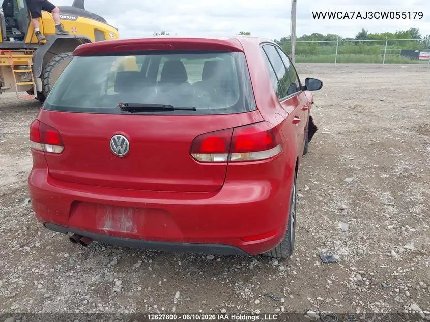 2012 Volkswagen Golf VIN: WVWCA7AJ3CW055179 Lot: 12627800