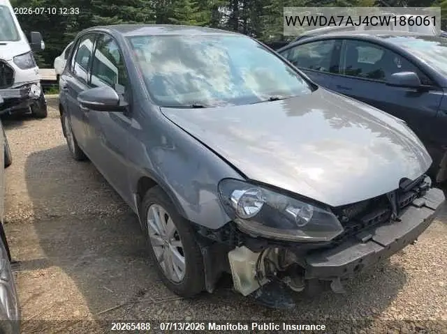 2012 Volkswagen Golf 2.5 VIN: WVWDA7AJ4CW186061 Lot: 20265488