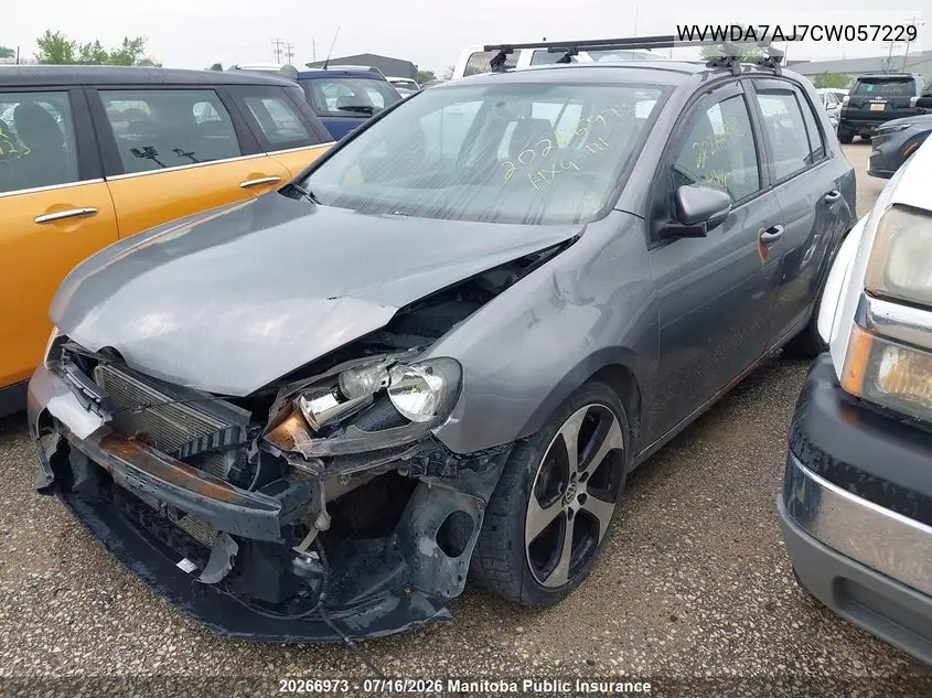 2012 Volkswagen Golf 2.5 VIN: WVWDA7AJ7CW057229 Lot: 20266973