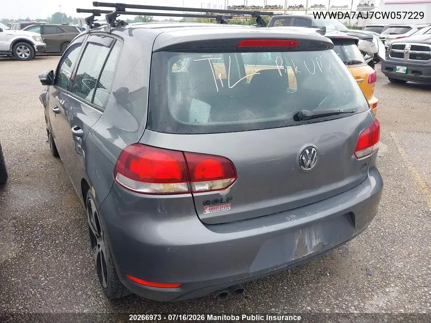 2012 Volkswagen Golf 2.5 VIN: WVWDA7AJ7CW057229 Lot: 20266973