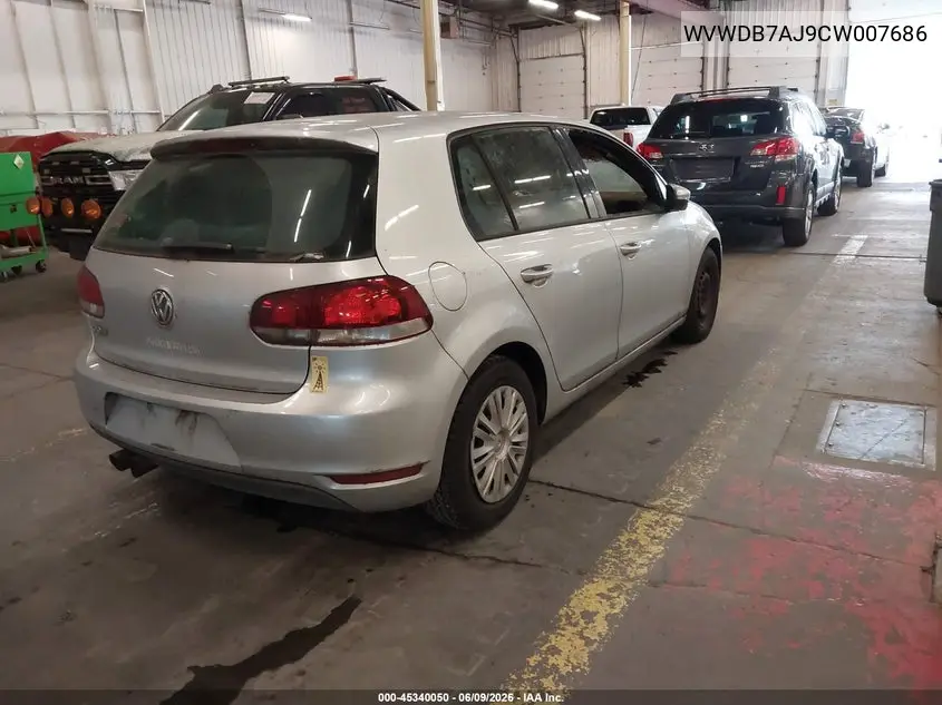 2012 Volkswagen Golf 2.5L 4-Door VIN: WVWDB7AJ9CW007686 Lot: 45340050