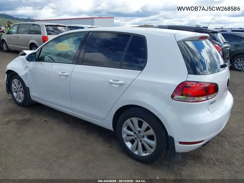 2012 Volkswagen Golf 2.5L 4-Door VIN: WVWDB7AJ5CW268586 Lot: 45349268