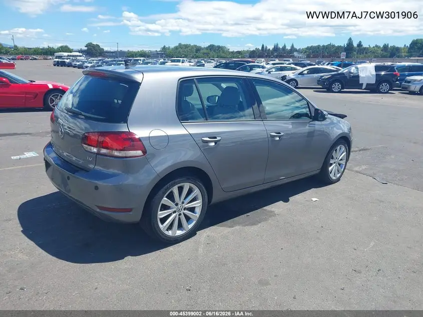 2012 Volkswagen Golf Tdi 4-Door VIN: WVWDM7AJ7CW301906 Lot: 45399002