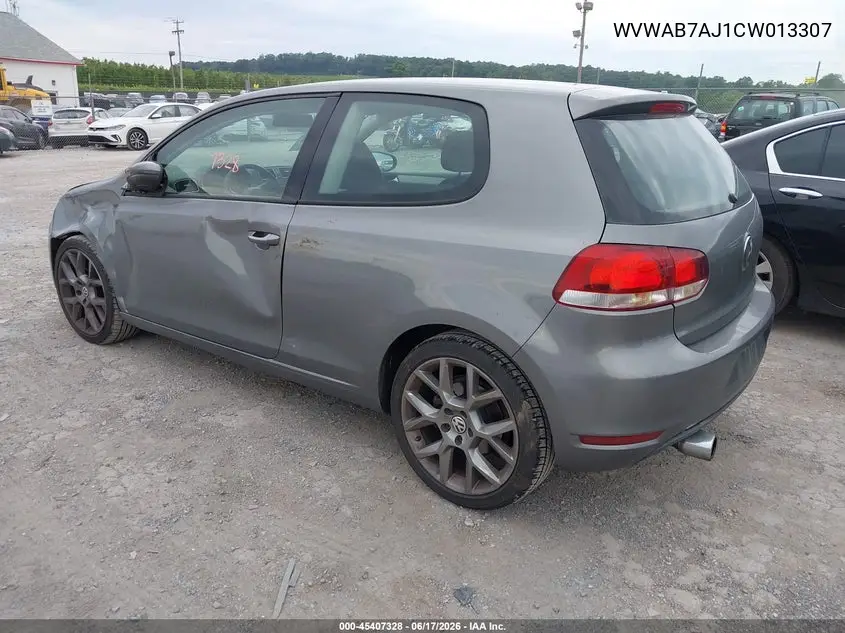 2012 Volkswagen Golf 2.5L 2-Door VIN: WVWAB7AJ1CW013307 Lot: 45407328
