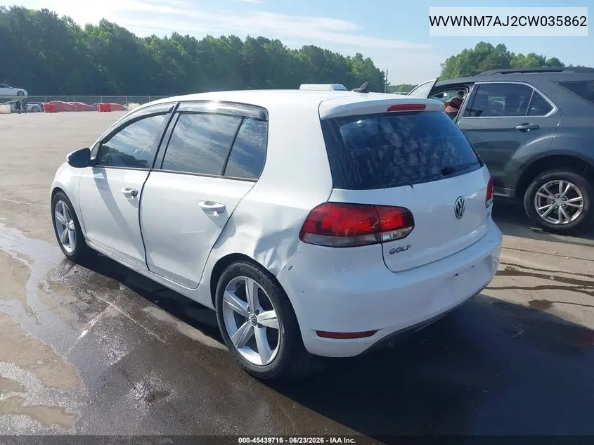 2012 Volkswagen Golf Tdi 4-Door VIN: WVWNM7AJ2CW035862 Lot: 45439716