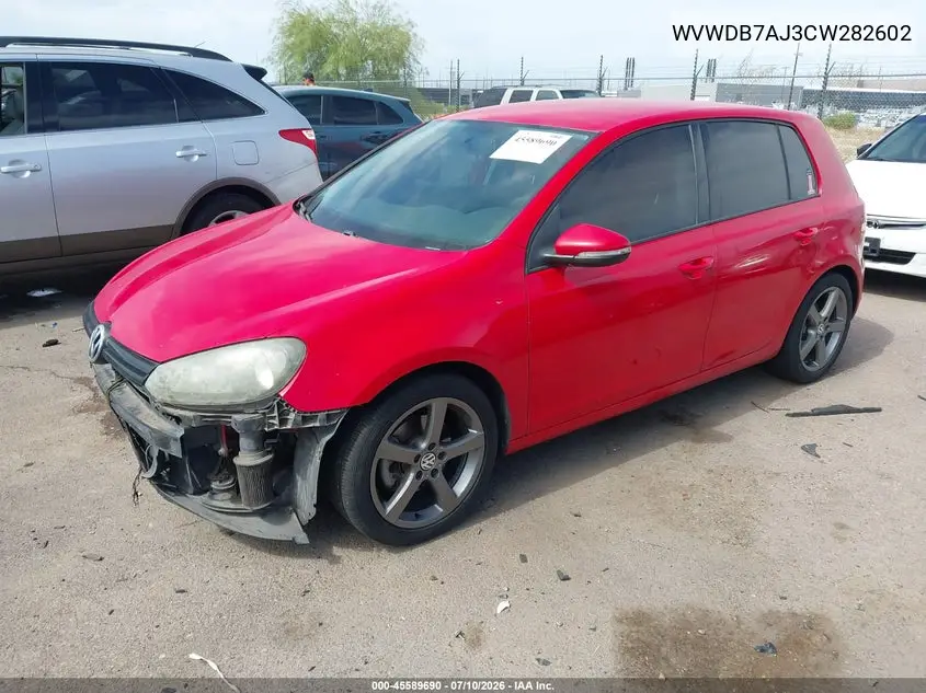 2012 Volkswagen Golf 2.5L 4-Door VIN: WVWDB7AJ3CW282602 Lot: 45589690