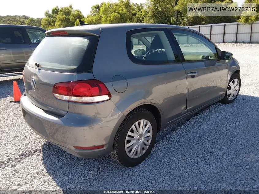 2012 Volkswagen Golf 2.5L 2-Door VIN: WVWBB7AJ9CW276715 Lot: 45592694
