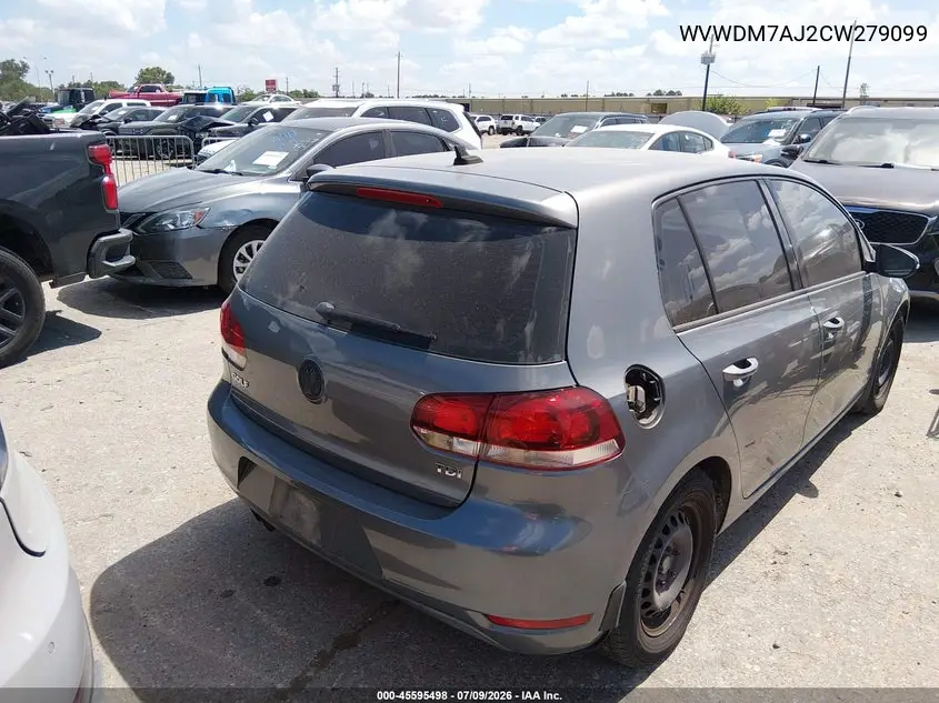 2012 Volkswagen Golf Tdi 4-Door VIN: WVWDM7AJ2CW279099 Lot: 45595498