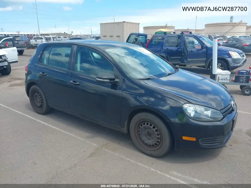 2012 Volkswagen Golf 2.5L 4-Door VIN: WVWDB7AJ6CW287700 Lot: 45700938