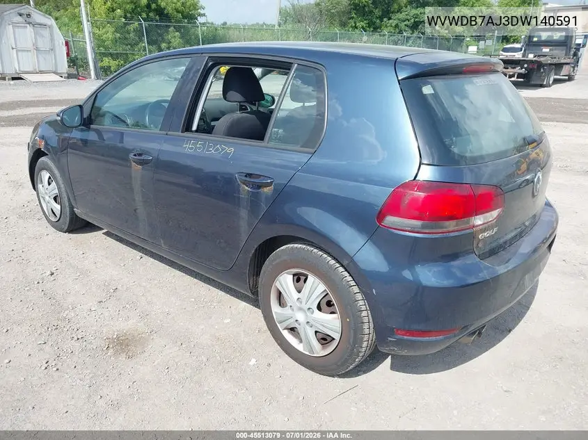 2013 Volkswagen Golf 2.5L 4-Door VIN: WVWDB7AJ3DW140591 Lot: 45513079