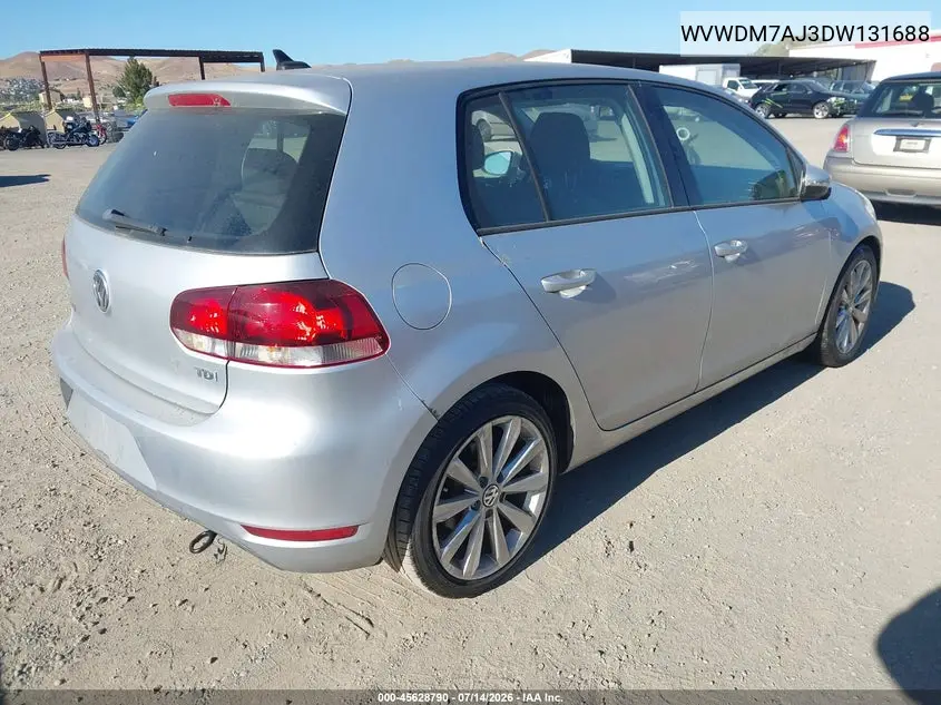 2013 Volkswagen Golf 2.0L Tdi 4-Door VIN: WVWDM7AJ3DW131688 Lot: 45628790