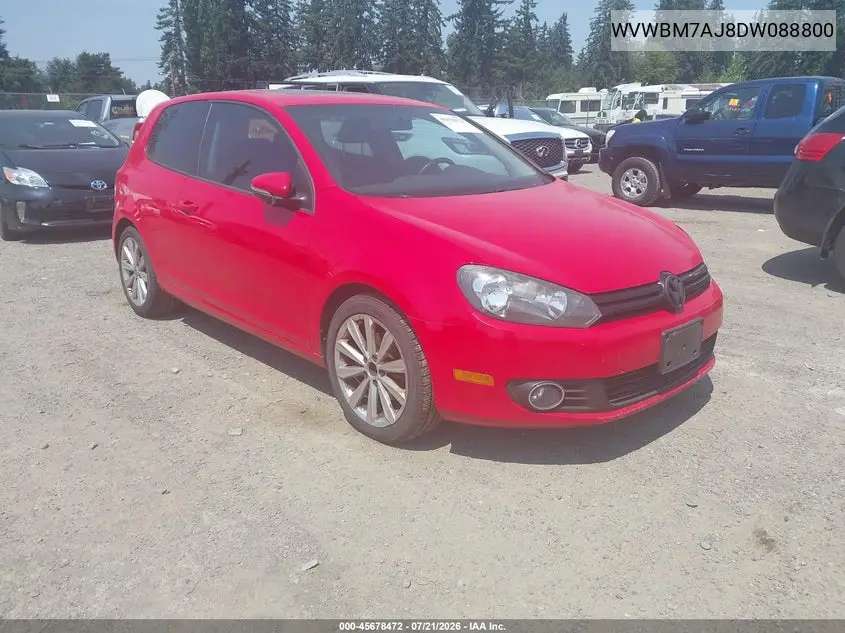 2013 Volkswagen Golf 2.0L Tdi 2-Door VIN: WVWBM7AJ8DW088800 Lot: 45678472