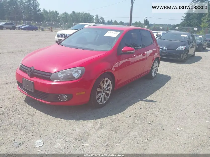 2013 Volkswagen Golf 2.0L Tdi 2-Door VIN: WVWBM7AJ8DW088800 Lot: 45678472