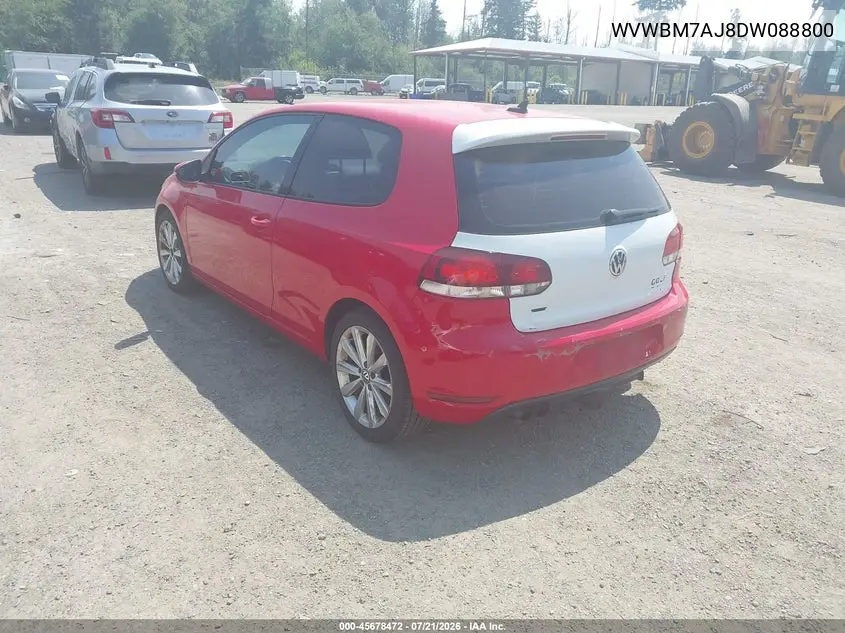 2013 Volkswagen Golf 2.0L Tdi 2-Door VIN: WVWBM7AJ8DW088800 Lot: 45678472