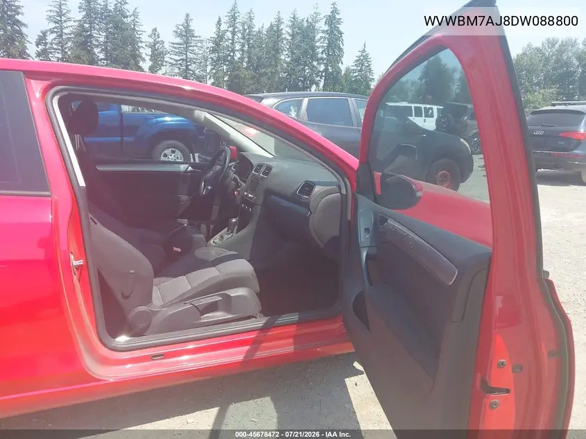2013 Volkswagen Golf 2.0L Tdi 2-Door VIN: WVWBM7AJ8DW088800 Lot: 45678472