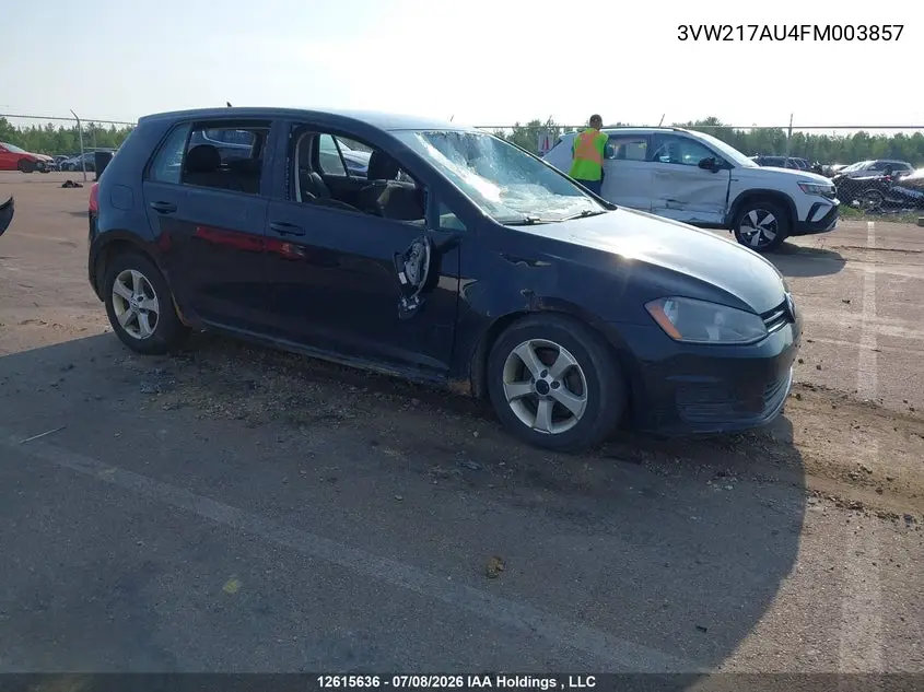 2015 Volkswagen Golf 1.8 Tsi Comfortline/1.8 Tsi Highline/1.8 Tsi Trendline VIN: 3VW217AU4FM003857 Lot: 12615636