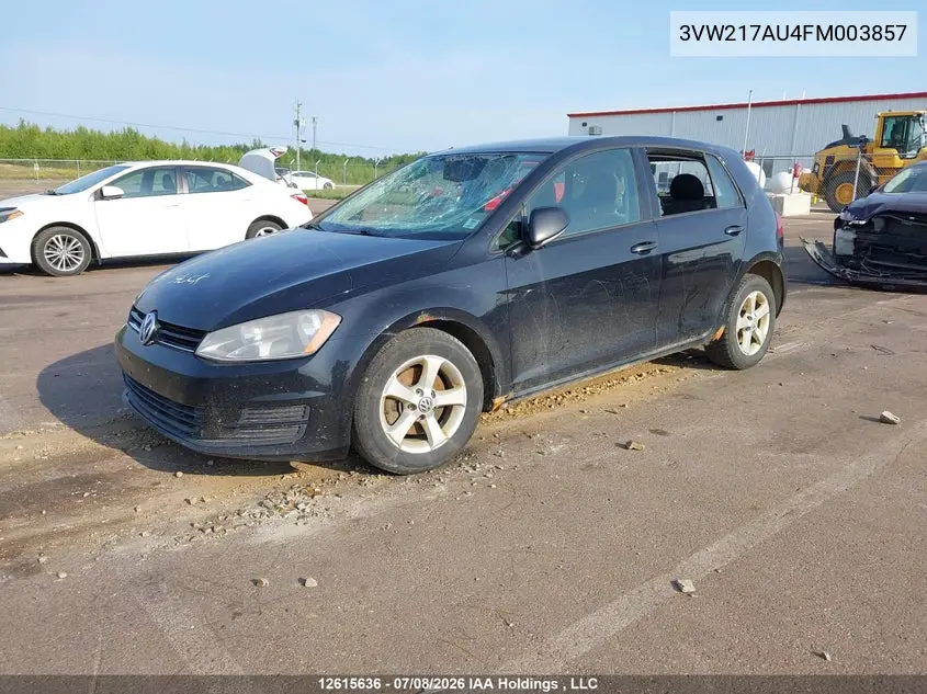 2015 Volkswagen Golf 1.8 Tsi Comfortline/1.8 Tsi Highline/1.8 Tsi Trendline VIN: 3VW217AU4FM003857 Lot: 12615636