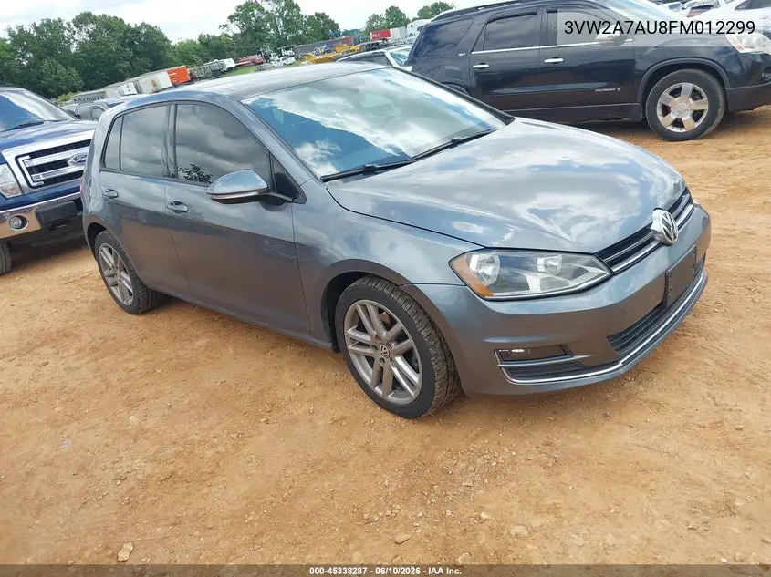 2015 Volkswagen Golf Tdi Sel 4-Door VIN: 3VW2A7AU8FM012299 Lot: 45338287