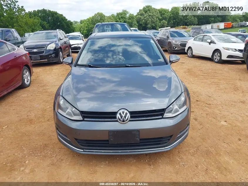 2015 Volkswagen Golf Tdi Sel 4-Door VIN: 3VW2A7AU8FM012299 Lot: 45338287