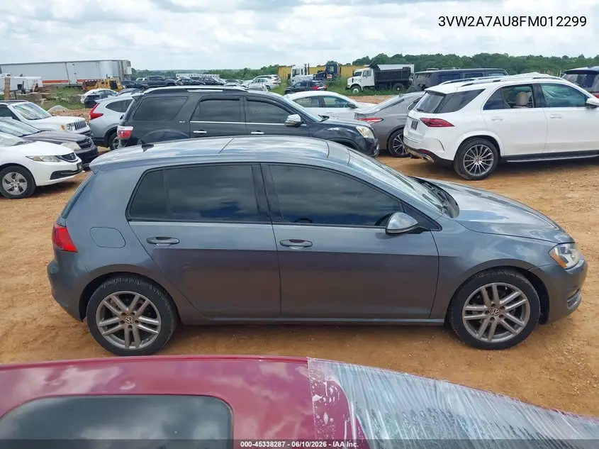 2015 Volkswagen Golf Tdi Sel 4-Door VIN: 3VW2A7AU8FM012299 Lot: 45338287