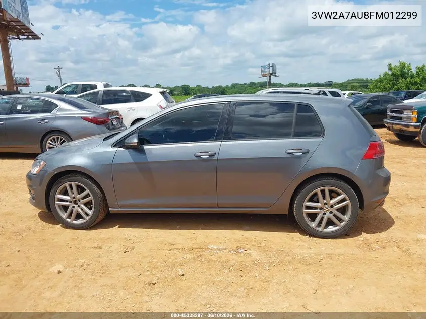 2015 Volkswagen Golf Tdi Sel 4-Door VIN: 3VW2A7AU8FM012299 Lot: 45338287