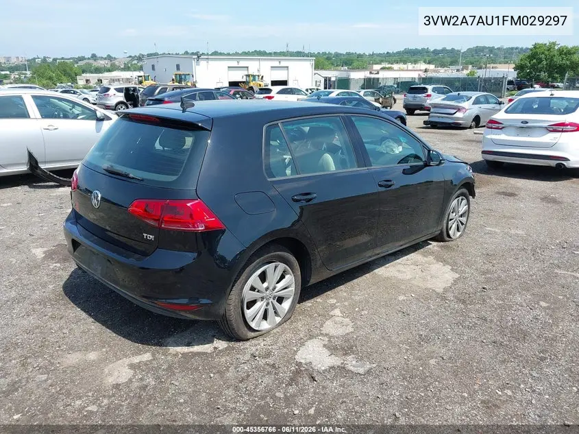 2015 Volkswagen Golf Tdi S 4-Door VIN: 3VW2A7AU1FM029297 Lot: 45356766
