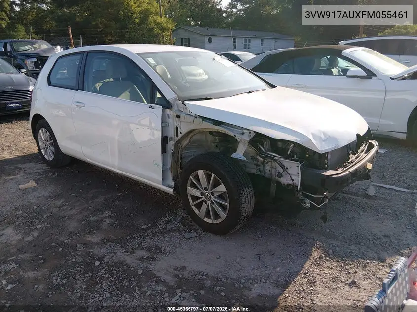 2015 Volkswagen Golf Tsi S 2-Door VIN: 3VW917AUXFM055461 Lot: 45366797