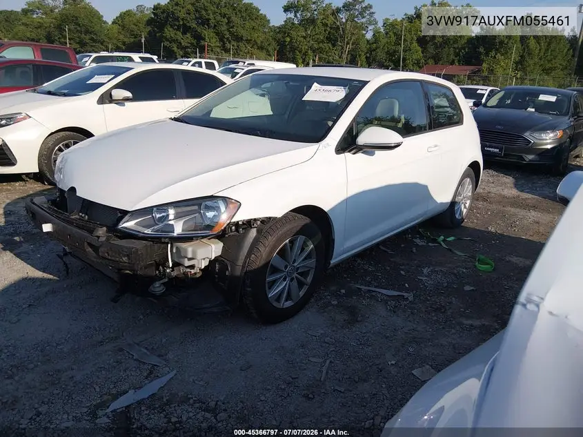 2015 Volkswagen Golf Tsi S 2-Door VIN: 3VW917AUXFM055461 Lot: 45366797