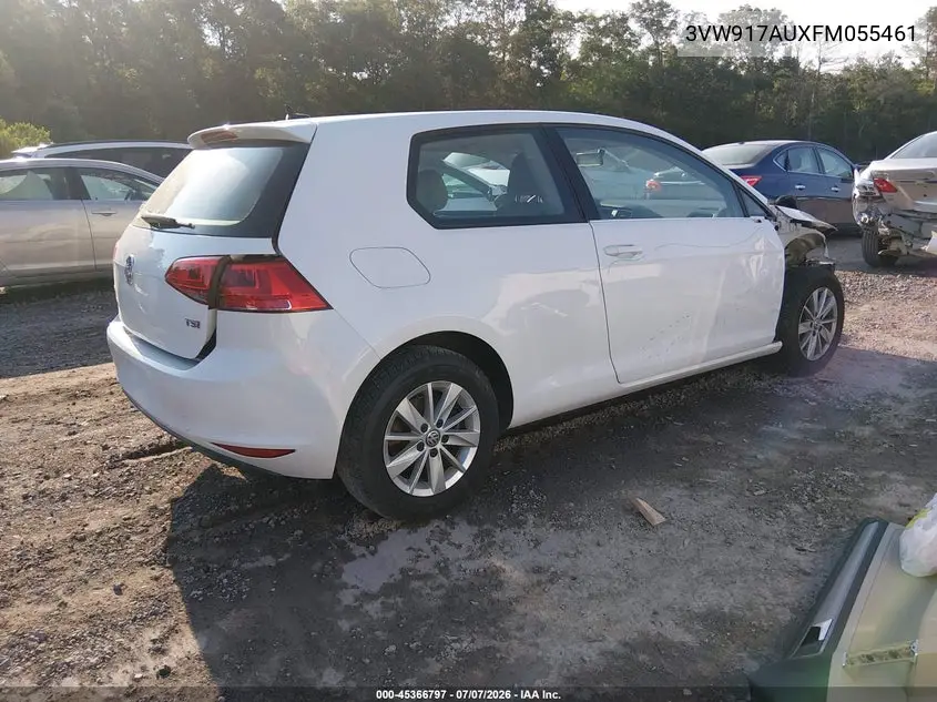 2015 Volkswagen Golf Tsi S 2-Door VIN: 3VW917AUXFM055461 Lot: 45366797