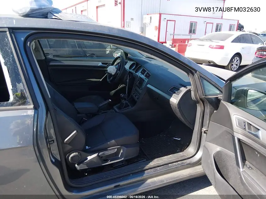 2015 Volkswagen Golf Tsi S 2-Door VIN: 3VW817AU8FM032630 Lot: 45396002
