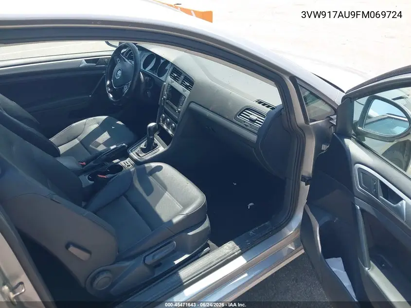 2015 Volkswagen Golf Tsi S 2-Door VIN: 3VW917AU9FM069724 Lot: 45471643