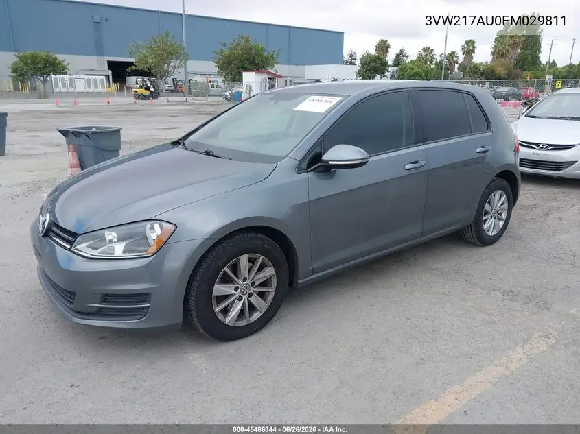 2015 Volkswagen Golf Tsi S 4-Door VIN: 3VW217AU0FM029811 Lot: 45486344