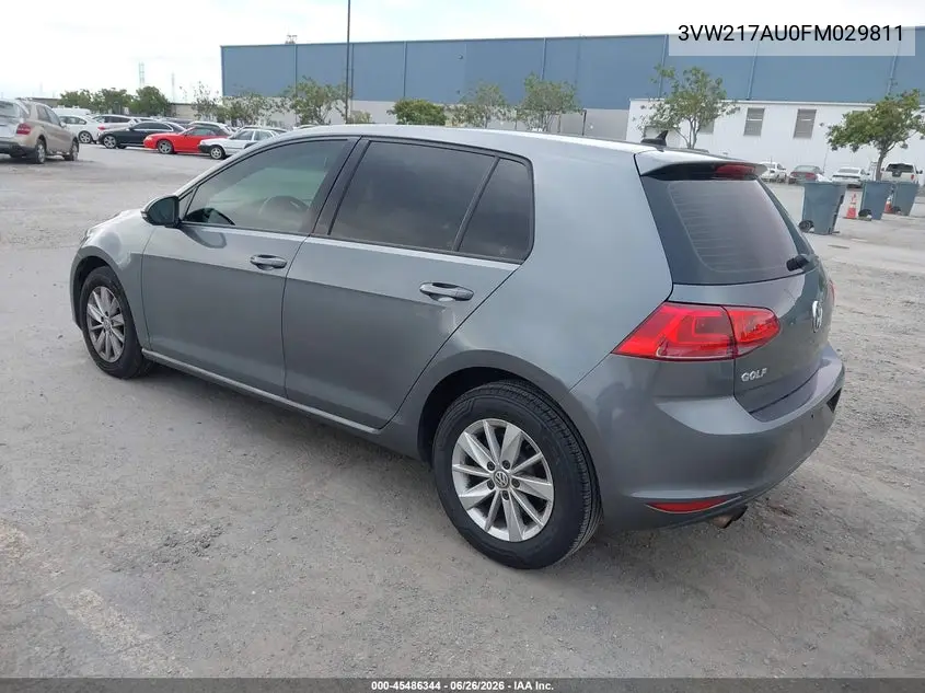2015 Volkswagen Golf Tsi S 4-Door VIN: 3VW217AU0FM029811 Lot: 45486344