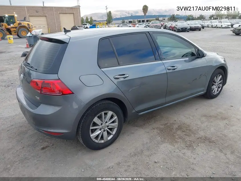 2015 Volkswagen Golf Tsi S 4-Door VIN: 3VW217AU0FM029811 Lot: 45486344