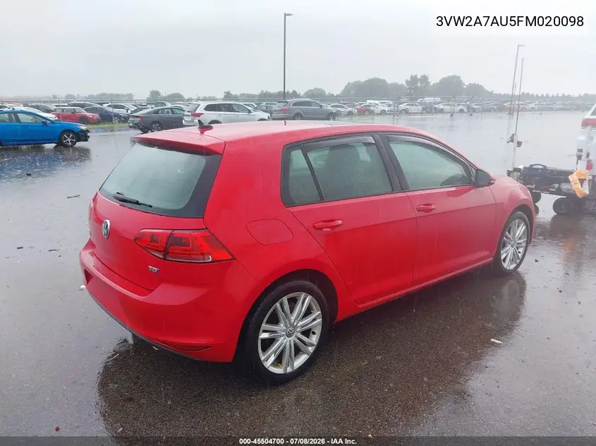 2015 Volkswagen Golf Tdi Se 4-Door VIN: 3VW2A7AU5FM020098 Lot: 45504700