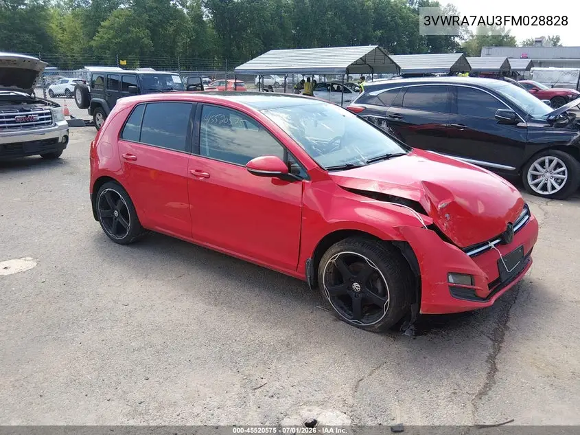 2015 Volkswagen Golf Tdi Se 4-Door VIN: 3VWRA7AU3FM028828 Lot: 45520575