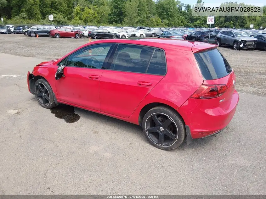 2015 Volkswagen Golf Tdi Se 4-Door VIN: 3VWRA7AU3FM028828 Lot: 45520575