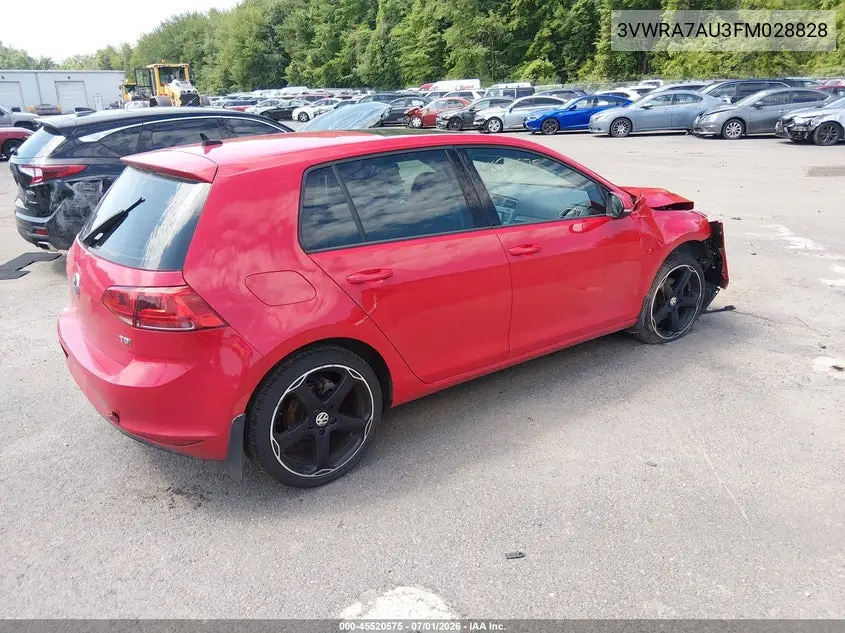 2015 Volkswagen Golf Tdi Se 4-Door VIN: 3VWRA7AU3FM028828 Lot: 45520575