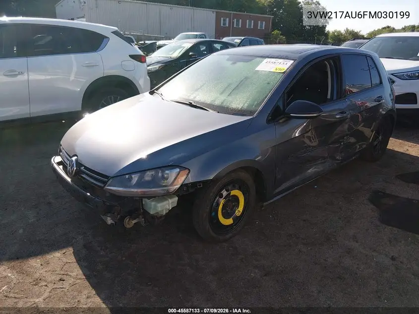 2015 Volkswagen Golf Tsi S 4-Door VIN: 3VW217AU6FM030199 Lot: 45587133