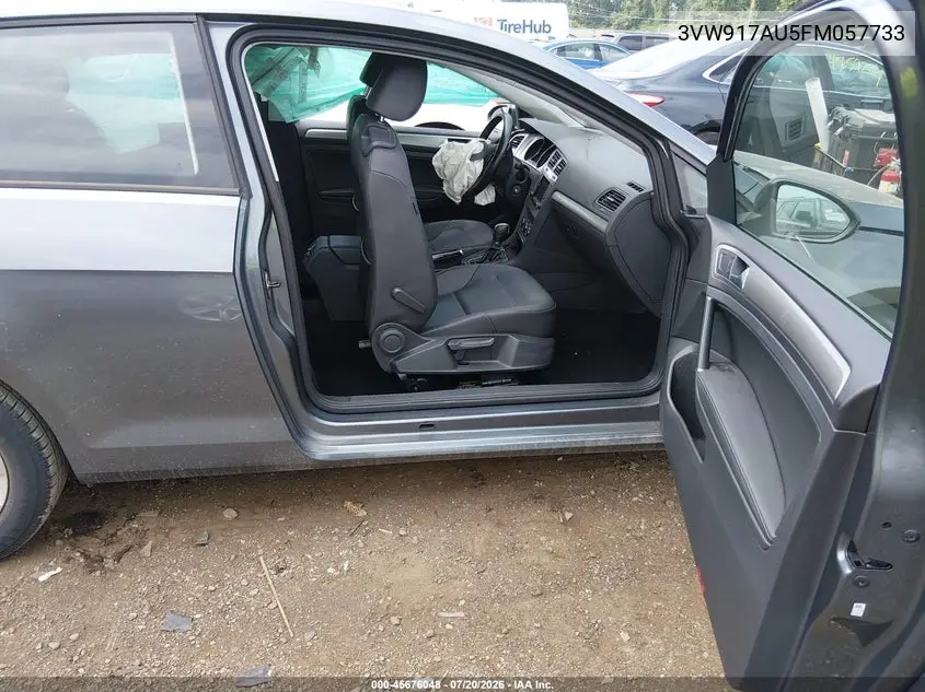 2015 Volkswagen Golf Tsi S 2-Door VIN: 3VW917AU5FM057733 Lot: 45676048
