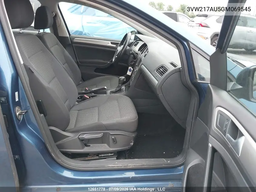 2016 Volkswagen Golf 1.8 Tsi Comfortline/1.8 Tsi Highline/1.8 Tsi Trendline VIN: 3VW217AU5GM069545 Lot: 12651778